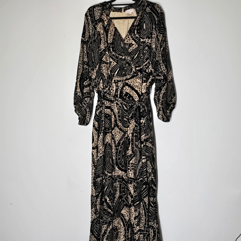 Ciebon Burnout Velvet Paisley Maxi Dress Womens 2X Romantic Luxe Boho Evening